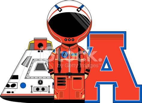 Astronaut And Space Capsule Learning Letter A Stock Photo Royalty Free