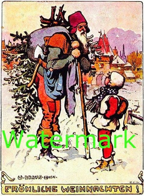 Vintage Old World European Santa Claus With Little Girl And Etsy