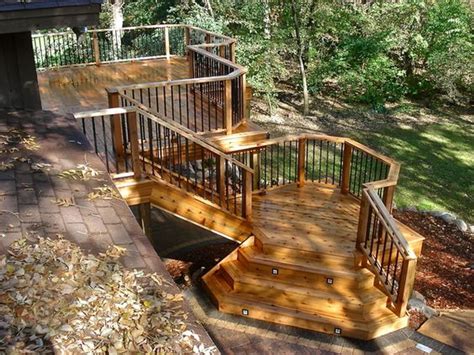 Spacious Deck Landing With Wide Stairs Exterior Ideas Pinterest