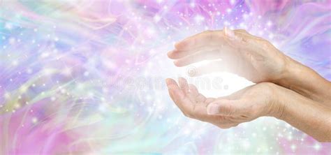 Sensing Awesome Metaphysical Energy Field Between Hands Stock Photo