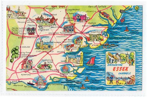 Essex Postcards Scenic Map Of Essex