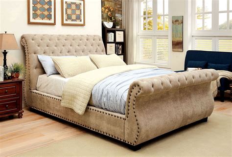 Noemi Cal King Upholstered Sleigh Bed From Furniture Of America
