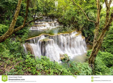 The Fourth Level Of Huai Mae Kamin Waterfall Stock Photo