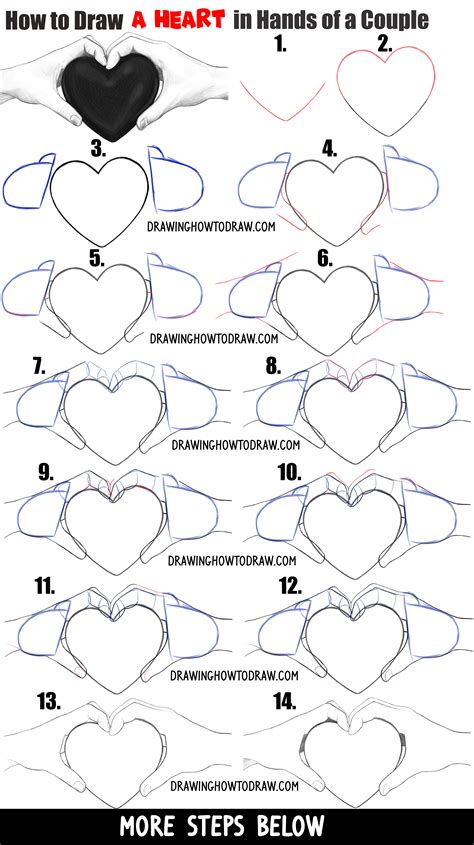 How To Draw Couples Hands Holding A Heart For Valentines Day Easy