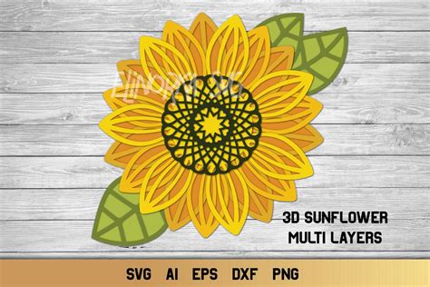 3d Layered Sunflower Svg Multi Layer Svg Cut File 724009 Cut