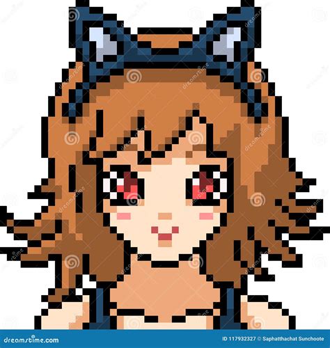 Vector Pixel Art Anime Girl Stock Vector Illustration Of Vector Smile