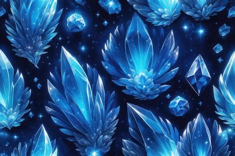 Premium Ai Image Blue Glowing Crystals Background
