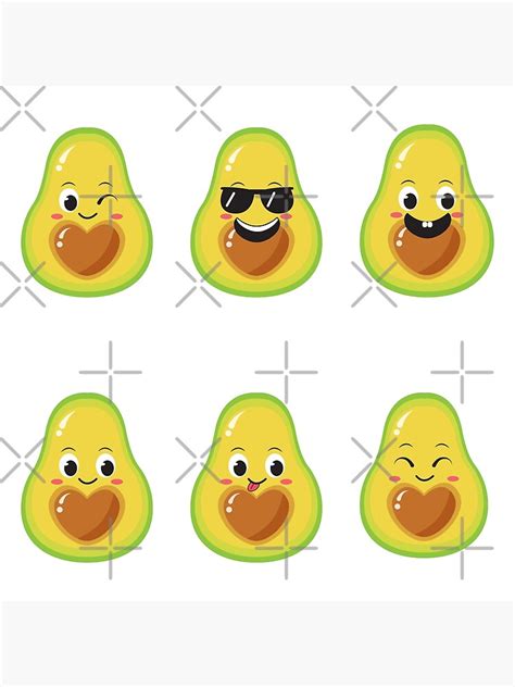 Cute Avocado Stickers Elements Pack Poster For Sale By Cilyacraft