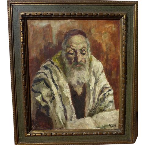 Jehuda Rodan 1916 1985 Jewish Art Painting Of Old Holy Man By Listed