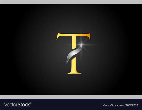 Yellow Gold Alphabet Letter T Logo Company Icon Vector Image