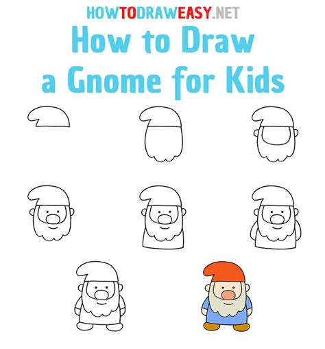 How To Draw A Gnome Step By Step Drawing Lessons For Kids Easy