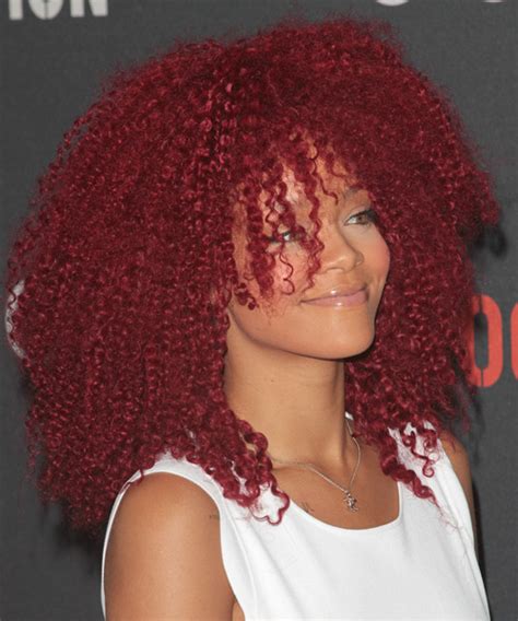 Rihanna Voluminous Bright Red Curls