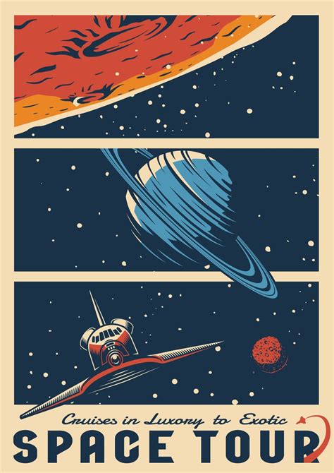 Retro Space Poster Space Travel Poster Space Wall Art Retro Etsy