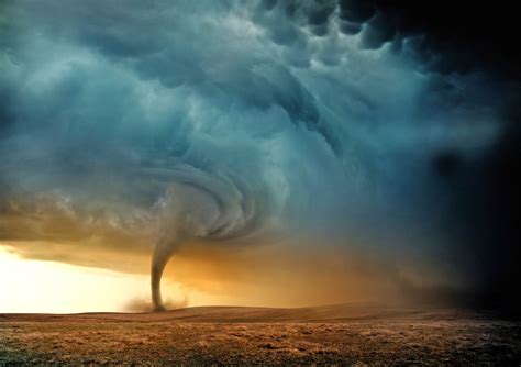 A Tornado Forming In The Evening From A Supercell