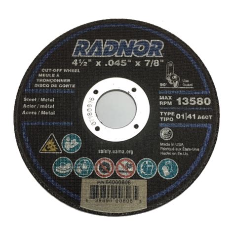 Airgas Rad64000806 Radnor™ 4 12 X 045 X 78 Aluminum Oxide