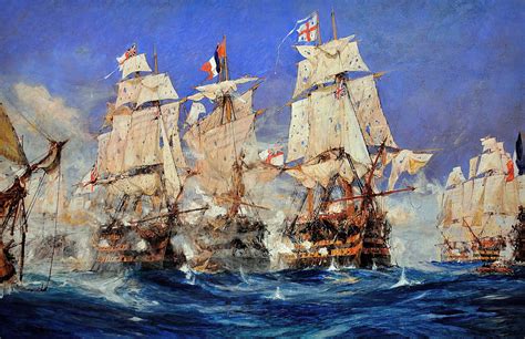 Battle Of Trafalgar Painting By Charles Edward Dixon Etsy