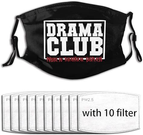 Drama Club Mask Washable Reusable Face Protect Outdoor With 10 Filter