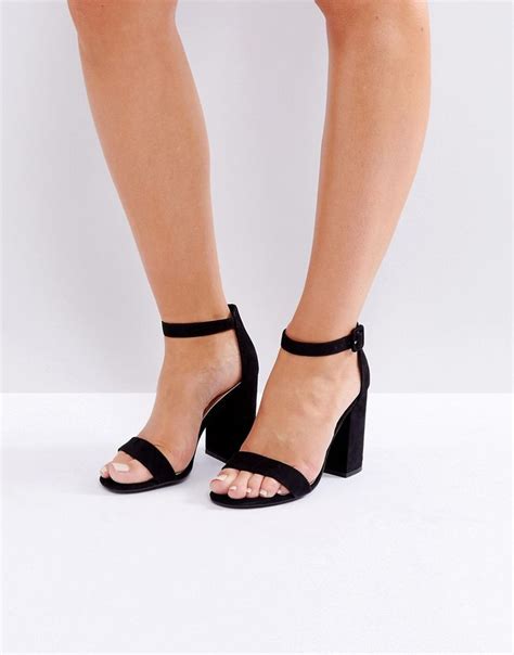 New Look Chunky Heel Barely There Sandal Black Modesens Sandale Talon Carré Chaussure