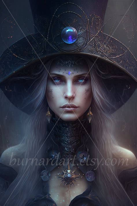 Celestial Gothic Woman Digital Download With Big Black Magic Etsy Fantasy Witch Gothic