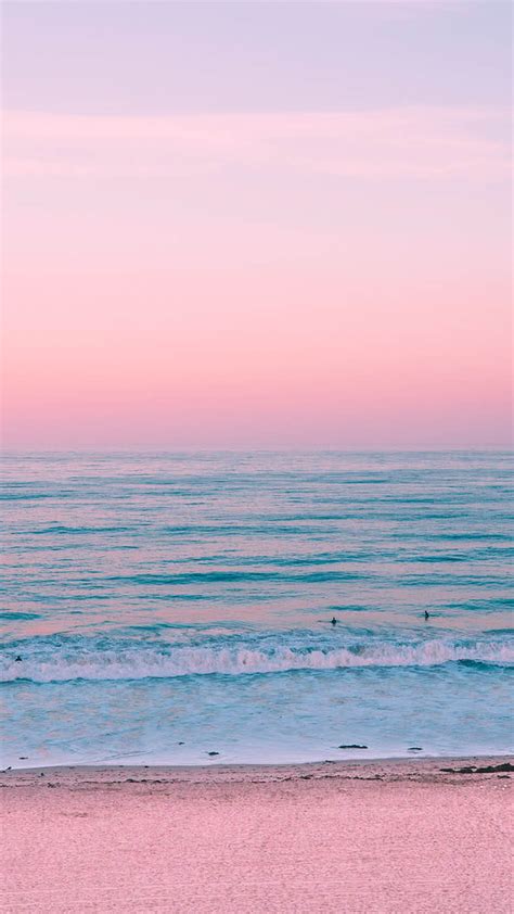 人気268位 夕日に染まるパステルピンクのビーチ スマホ壁紙iphone待受画像ギャラリー