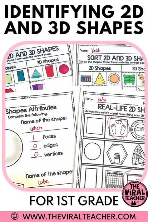 An Image Of Identifying And 3d Shapes Worksheet For 3rd Grade Students