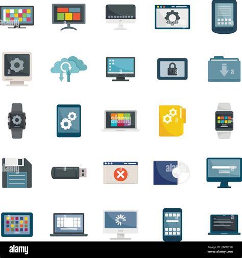 Operating System Icons Set Flat Vector Isolated Stock Vector Image