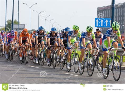 krakow poland august 6 cyclists at stage 7 of tour de pologne bicycle race on august 6 2011