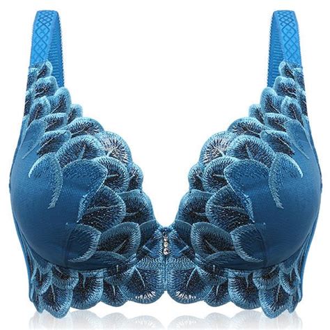 Peacock Design Embroidery Plunge Gather Thin Bras Banggood Mobile