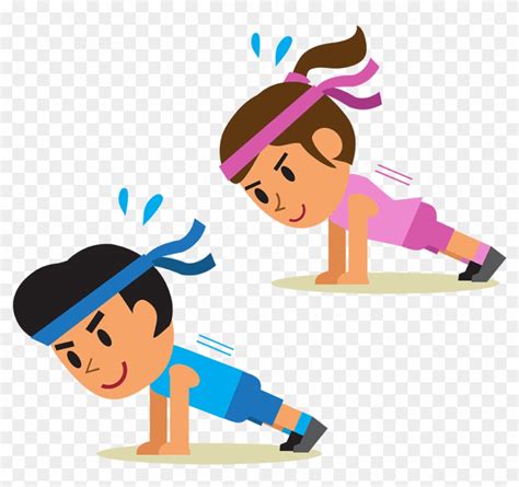 Physical Exercise Cartoon Plank Stretching Cartoon Doing Push Ups