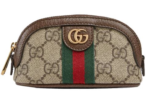 Gucci Ophidia Gg Key Pouch Beigeebony In Canvas With Gold Tone