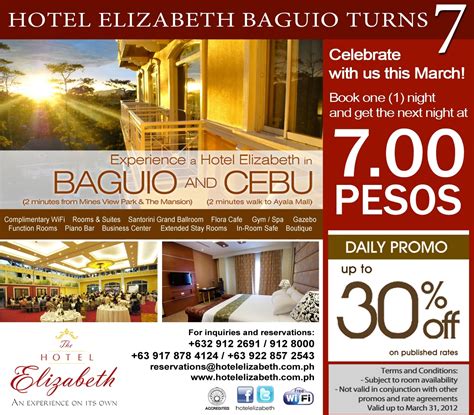 Latest booking.com promo code for 2021, enjoy big savings using our credit card promotion discount code for singapore. Book One Night At Hotel Elizabeth Baguio And Get The Next Night at Seven Pesos Only! - Orange ...