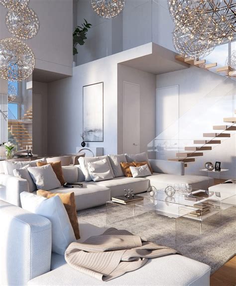 Luxurious White Living Room Interior Design Ideas