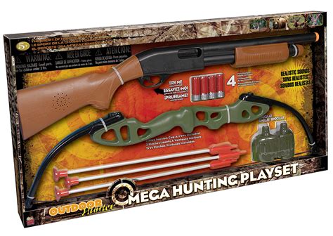 Mega Hunting Play Set Pump Shotgun Compound Bow And Binoculars Cool