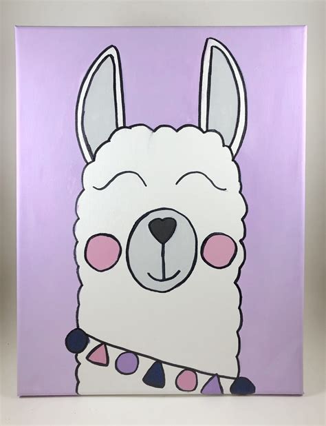 New Cute Llama Canvas Sketch Diy Paint Paint Party Etsy Diy