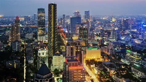 Papéis De Parede Cidade Noturna Bangkok Tailandia Predios Luzes