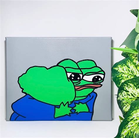 Pepe The Frog Meme Hugging Acrylic Painting 8x10 Wall Art Etsy