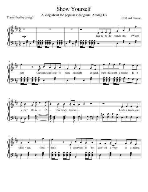 An Among Us Song Sheet Music For Piano Solo