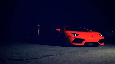 Red Lamborghini In The Dark Wallpapers And Images Wallpapers
