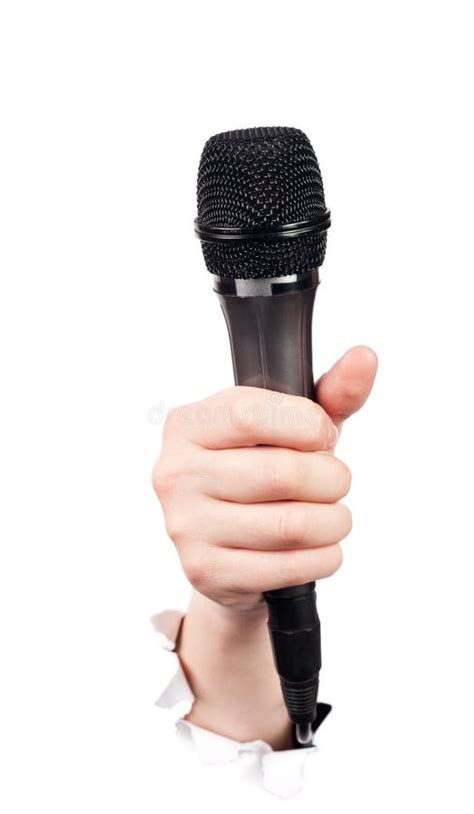 Hand Holding Microphone Stock Image Image Of Equipment 24144793