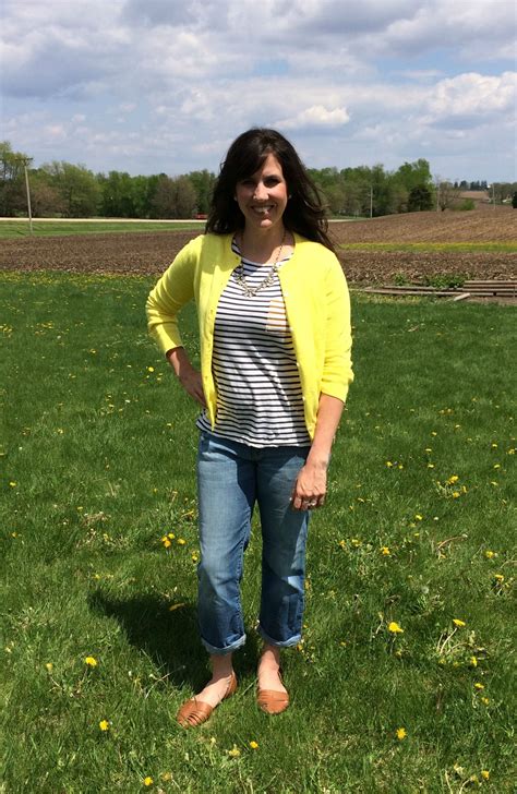 real mom style yellow cardigan and stripes momma in flip flops real mom style mom style mom