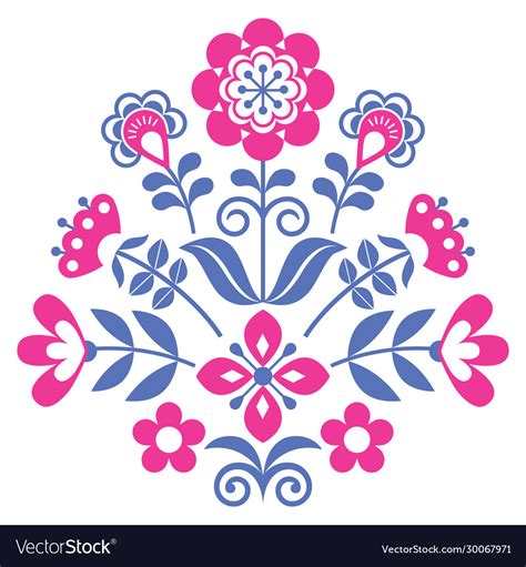 Floral Scandinavian Folk Art Pattern Royalty Free Vector