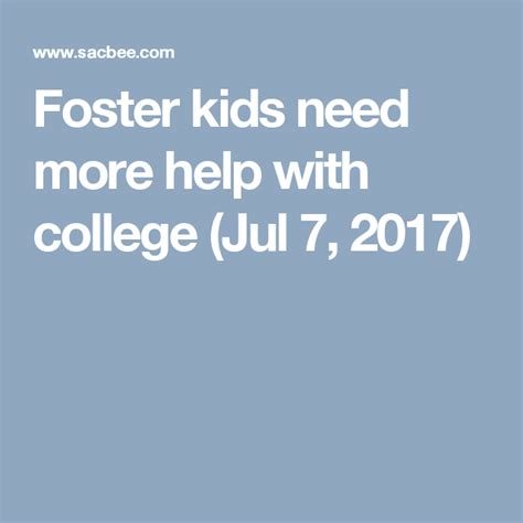 Foster Kids Need More Help With College Jul 7 2017 Foster Kids