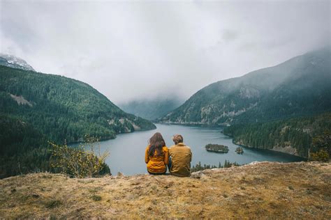 Couple Photography Nature Landscape Mountains Lake Grass Forest