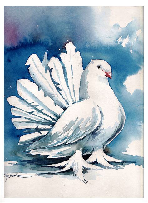 Pigeon Watercolour Watercolor Landscape Paintings Indian Art