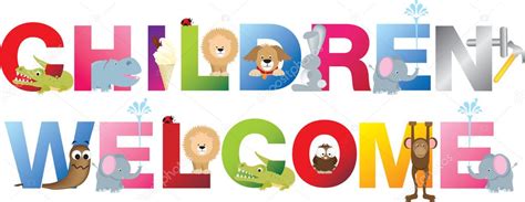 Children Welcome Sign In Childrens Alphabet Typeface — Stock Photo