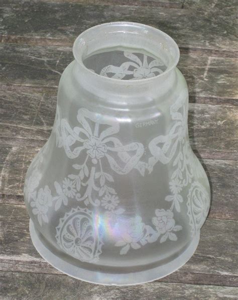 Vintage Etched Glass Chandelier Lamp Shade Fitter Globe German