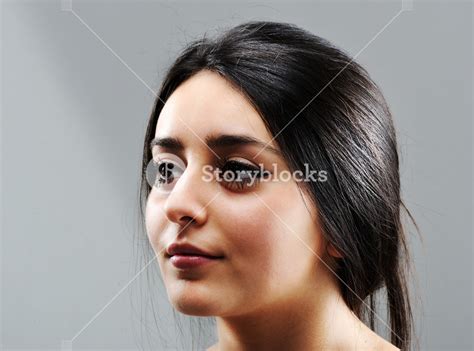 Beautiful Brunette Girl Face Profile Royalty Free Stock Image Storyblocks