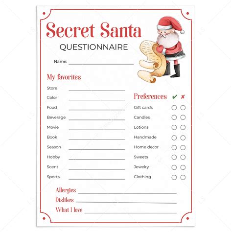 Office Secret Santa Questionnaire