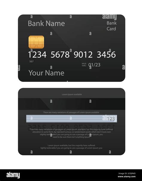 Realistic Credit Card Black Card Front And Back Side Template Money