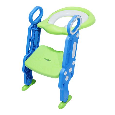 Kid Foldable Potty Safety Training Seat With Step Stool Ladder And